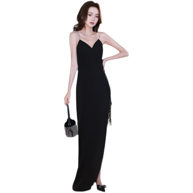 Robe à bretelles de couleur unie, élégante et tendance pour femme