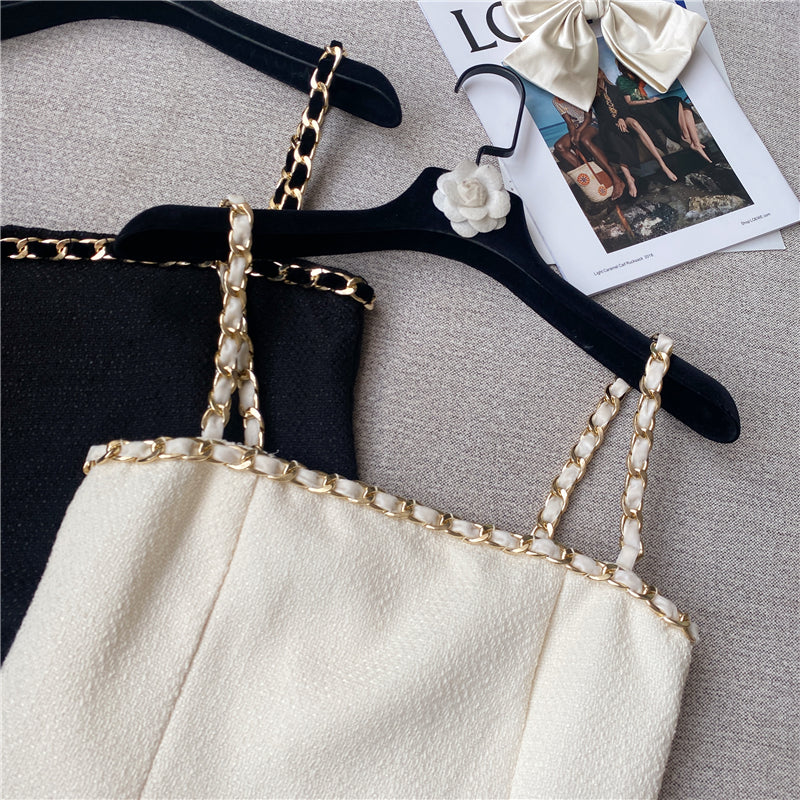 Woven Waist Slim Suspender Dress