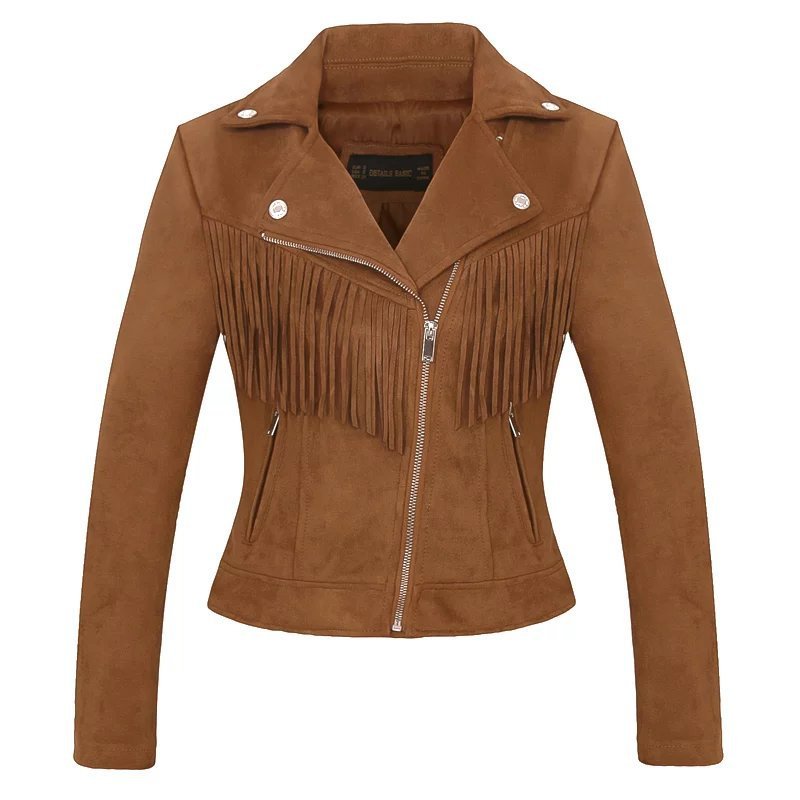 Veste femme vente directe d'usine automne et hiver manteau en daim à revers pour femme européenne et américaine veste en cuir courte pour femme