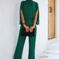 Women's Clothing Stand Collar Jumpsuit With Loose Split Long Sleeves