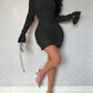 Cuff Slits Old Pure Color Dress