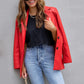 Cardigan boutonné à manches longues en PU pour femme
