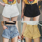 Short en jean taille haute pour femme, taille élastique, revers à la taille, pantalon à jambes larges, short ample, nouvelle version coréenne rétro