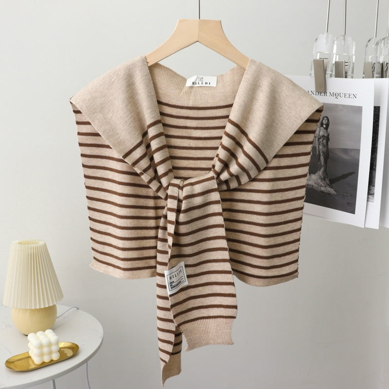 Women's Pinstripe Shoulder Cape Sweater