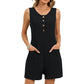 Womens Single-breasted Vest And Shorts Jumpsuit