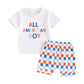Ensemble t-shirt et short d'été à imprimé anglais pour bébé