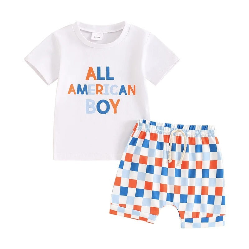 Ensemble t-shirt et short d'été à imprimé anglais pour bébé