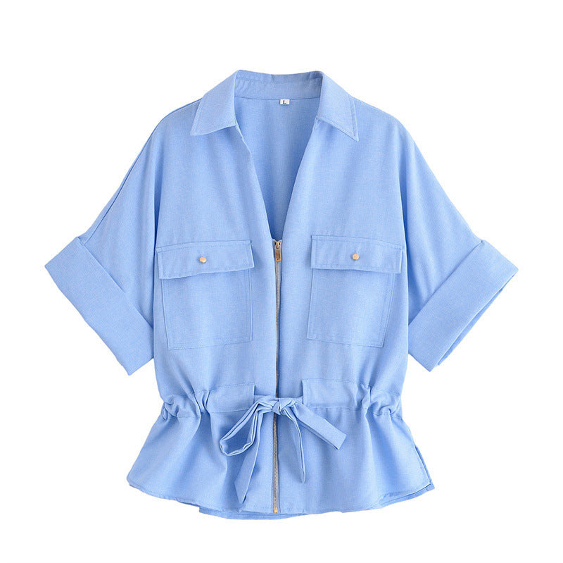 Blended Safari Shirt Wide Leg Trousers Suit