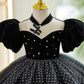 Girl's Flounced Sleeve Dot Mesh Princess Dress