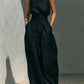 Casual Sleeveless Suit Summer Stand-up Collar Pullover Top And Loose Straight-leg Trousers Women's Clothing