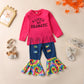 Pull pour fille en faux denim déchiré tie-dye
