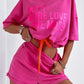 Fashion Letter Print Top Shorts Suit