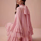 Chiffon Half-high Neck Dress With Flared Sleeves