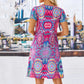 Robe ample à col en V et imprimé floral pour femme