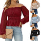 Women's Summer New Long-sleeved Casual Off-shoulder Shirt