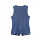 European And American Style Women's Vest Waist-tight Mid-waist Denim Shorts