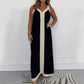 Casual Loose Contrast Color V-neck Sleeveless Long Dress