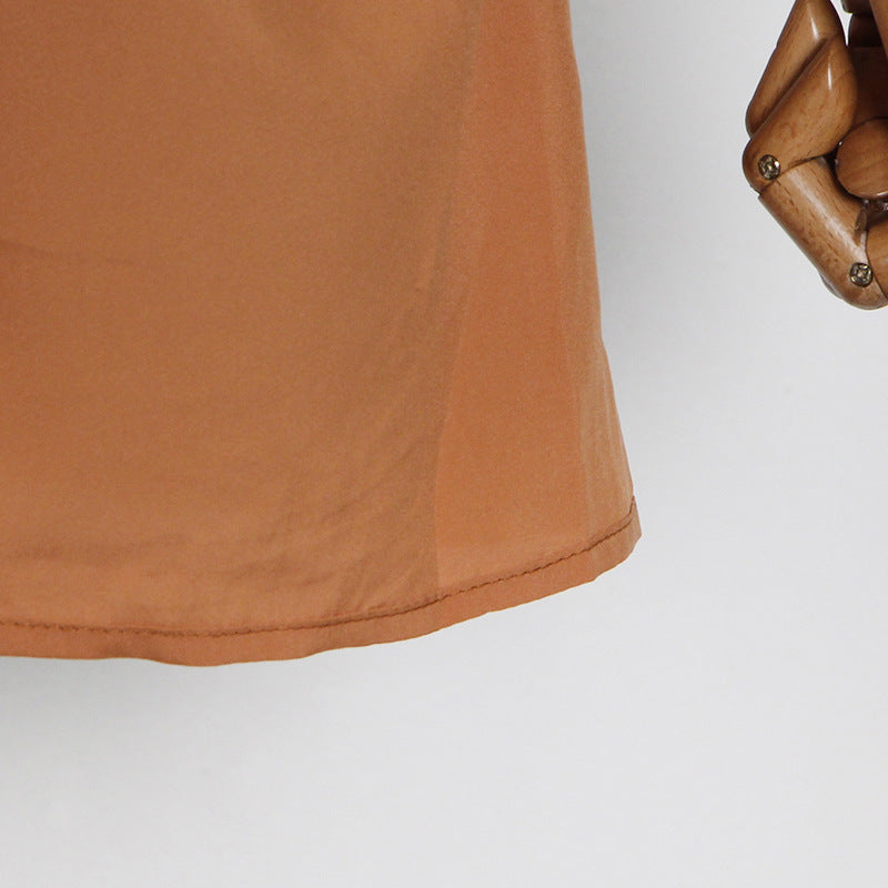 Mid-high Collar Long Lantern Sleeve Ruffle Dress