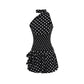 Women's Fashion Halter Off-the-shoulder Polka Dot Set