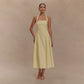 Spring New Sleeveless Backless Halter Square Collar Sling Dress