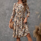 Fashion Round Neck Women's Cotton Linen Printed Dress