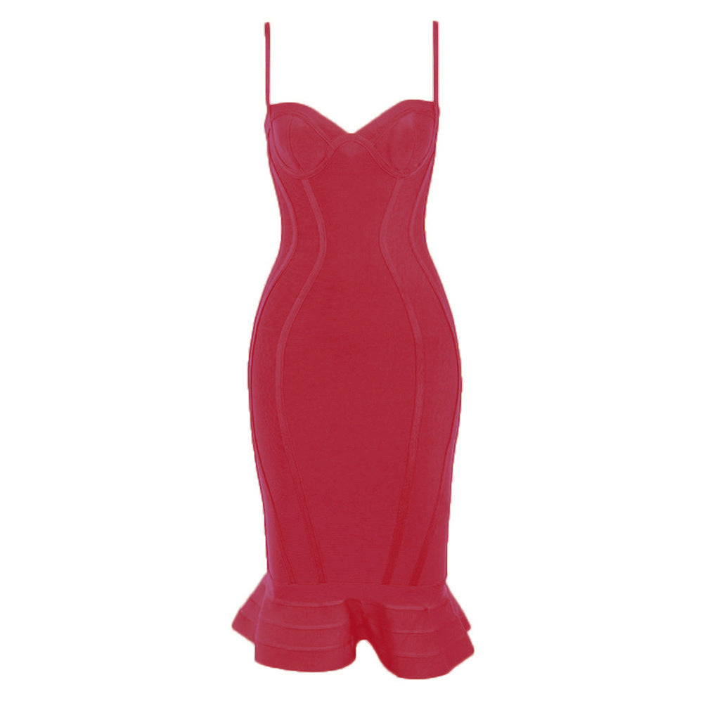 Fashion Suspender Fishtail Evening Dress For Women