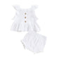 Girls Summer Suspender Shorts Suit