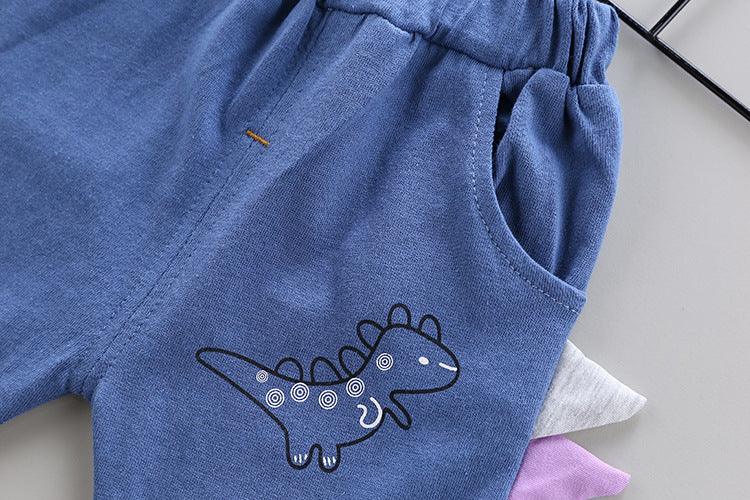 Baby Short-sleeved Cartoon Cotton Dinosaur Two-piece Suit