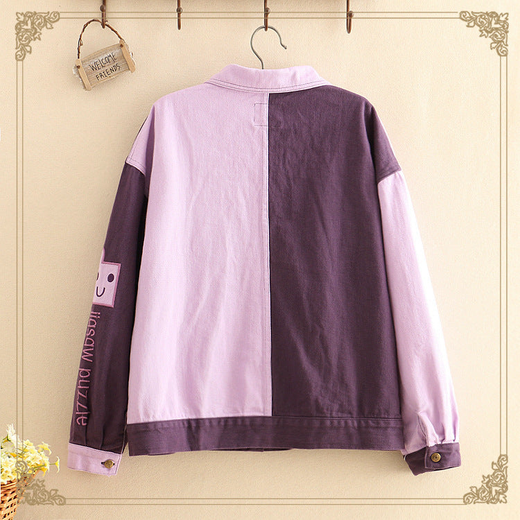 Loose-fitting color-matching coat