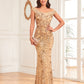 Green Sequined High Waist Fishtail Long Evening Dress