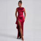 Women's Solid Color Backless Round Neck Sleeveless High Slit Dress