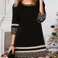 Women's Plaid Stitching Round Neck Slim Fit Dress