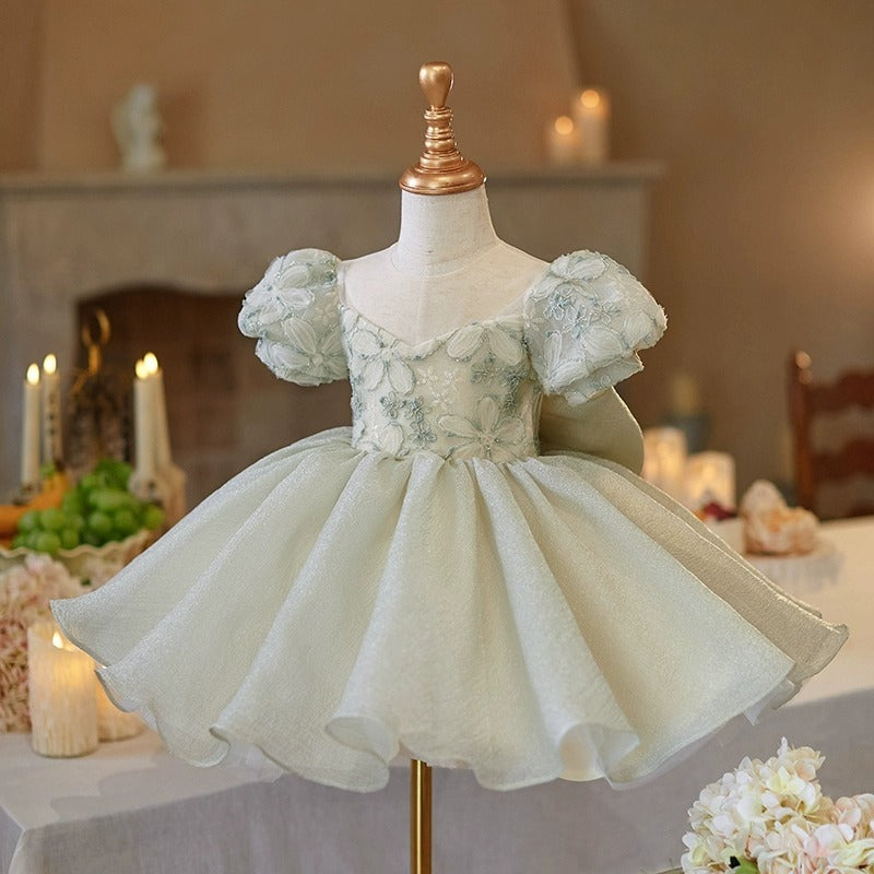 French Children's Birthday Dress Fruit Green