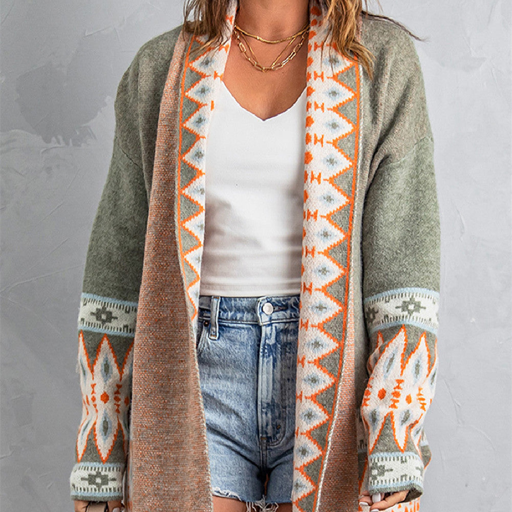 Manteau pull mi-long à la mode pour femme