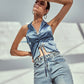 Cotton Street Fashion Temperament Splicing Slim Fit Pullover Top