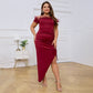 Off-the-shoulder Design Irregular Slim Feather Dress
