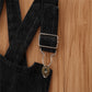 Ensemble à manches courtes pour fille, t-shirt noir à manches bouffantes, jupe à bretelles en jean, tendance