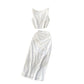 Solid Color Round Neck Vest Short Top High Waist Hip-wrapped Mid-length Dress