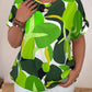 Women's Round Neck Short Sleeve Printed Mushroom Buckle