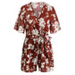 V-Neck Short Sleeve Chiffon Jumpsuit Shorts