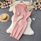 Vintage Cropped Top Sling V-Neck Dress Stacked Two Piece Suit