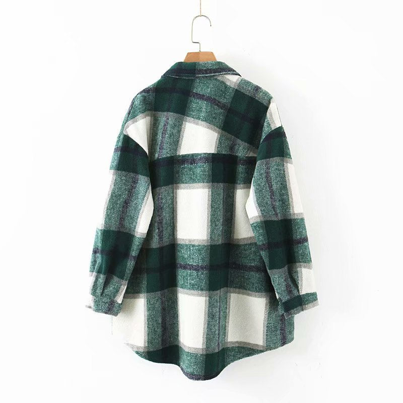 Loose check shirt with chest pocket