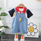 Summer Boys' Denim Short-sleeved Overalls Suit