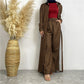 Fashion Printed Satin Full Button Long Cardigan And Pocket Pants Set
