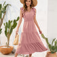 Long Casual Holiday V-neck High Waist Cake Dress
