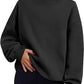Pullover Sweatshirt Solid Color Loose Tops Round Neck Hoodie Women Thick Clothing