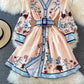 Waist tightening and slimming bubble long sleeved dress
