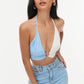 Switching Contrasting Band -wrapped Chest Big Back Short Summer Vest Female