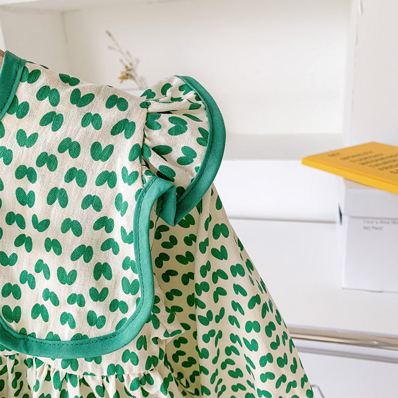 Green Polka Dots Peter Pan Collar Fashionable Princess Dress