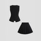 Solid Color Skirt Outfit High-grade Sleeveless Two-piece Vest Set